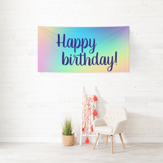 Vrolijk Birthday! Zachte kleurrijke gradiënt Spandoek (Insitu)