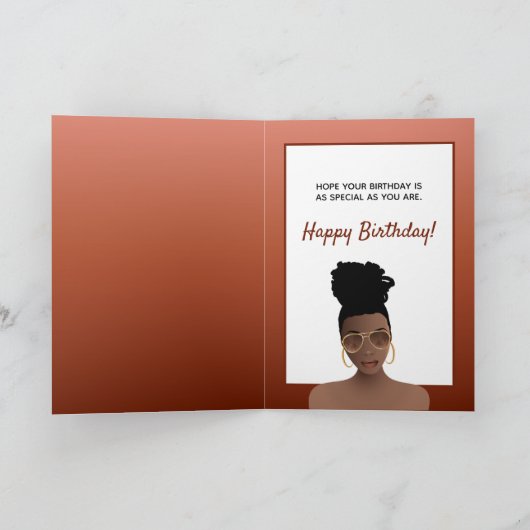 Vrolijk Birthday! Zwarte Vrouw met schaduwen en ho Kaart (Binnen)
