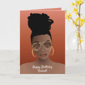 Vrolijk Birthday! Zwarte Vrouw met schaduwen en ho Kaart (Gele Bloem)