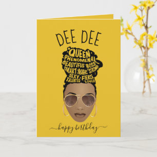 Vrolijk Birthday! Zwarte Woman Yellow Kaart