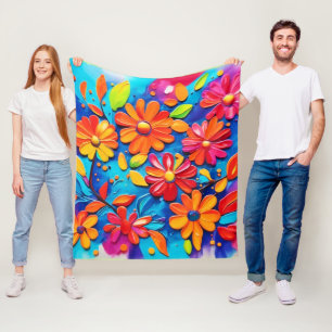 Vrolijk bloemenschilderij fleece deken