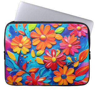 Vrolijk bloemenschilderij laptop sleeve