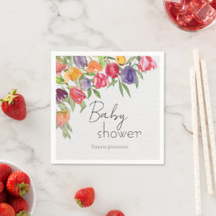 Vrolijk Boeket Tulpen & Groen Baby shower Servet