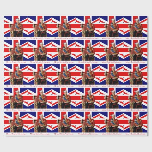 Vrolijk Brits Kerstfeest Koning Charles III Cadeaupapier (Vlak)