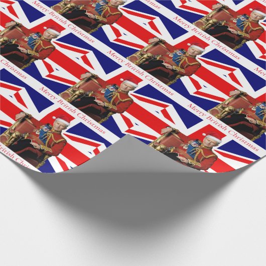 Vrolijk Brits Kerstfeest Koning Charles III Cadeaupapier (Hoek)