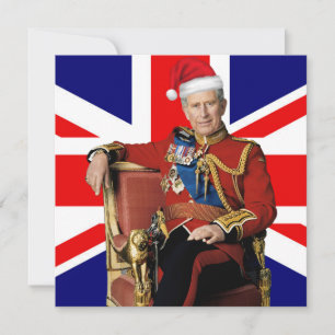 Vrolijk Brits Kerstfeest Koning Charles III Feestdagenkaart