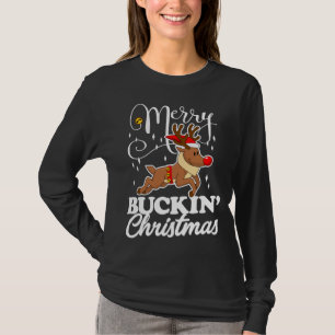 Vrolijk Buckin' Christmas rendier Herten T-shirt