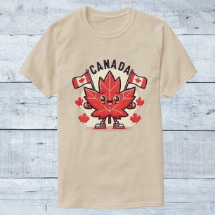 Vrolijk Canada vlag esdoorn blad T-shirt