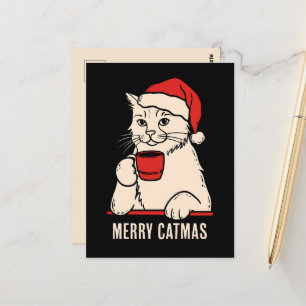 Vrolijk catmas kat moeder en kat vader koffie lief briefkaart