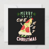 Vrolijk Cheesy Kerstmis Kerstmis Santa Pizza Kerst Bedankkaart (Voorkant)