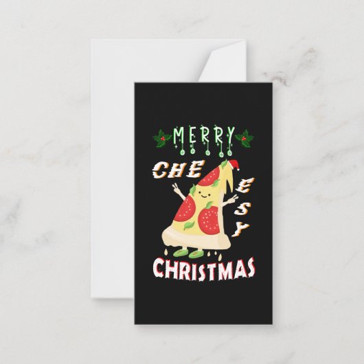 Vrolijk Cheesy Kerstmis Kerstmis Santa Pizza Kerst Notitiekaartje (Voorkant)