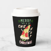 Vrolijk Cheesy Kerstmis Kerstmis Santa Pizza Kerst Papieren Bekers (Achterkant)