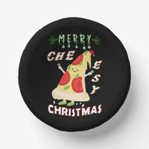 Vrolijk Cheesy Kerstmis Kerstmis Santa Pizza Kerst Papieren Kommen