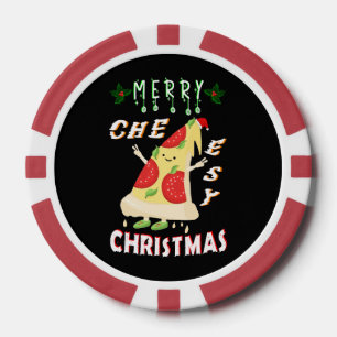 Vrolijk Cheesy Kerstmis Kerstmis Santa Pizza Kerst Poker Chips