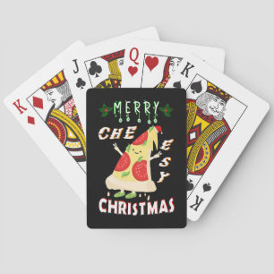 Vrolijk Cheesy Kerstmis Kerstmis Santa Pizza Kerst Pokerkaarten