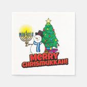 Vrolijk Chrismukkah met Sneeuwman en Menorah Servet (Voorkant)