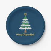 Vrolijk Chrismukkah Schattige Chanoeka kerstboom Papieren Bordje (Voorkant)