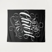 Vrolijk Christmas Religieuze Kalligrafie Script Zw Wandkleed (Voorkant (horizontaal))