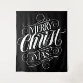 Vrolijk Christmas Religieuze Kalligrafie Script Zw Wandkleed (Voorkant)