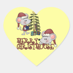 Vrolijk Christmouse met boom Hart Sticker