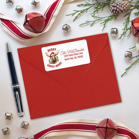 Vrolijk Christus-eland Grappige Kerstmis Moose Etiket