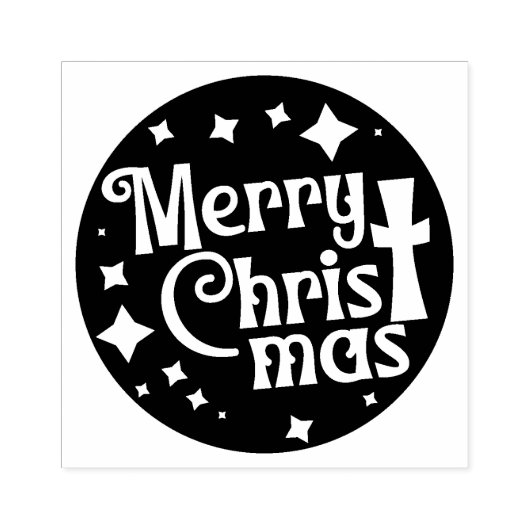 Vrolijk Christus Mas Kerstplein Hout Rubberstempel (Afrduk)