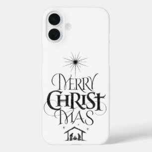 Vrolijk Christus Mas Religieuze Kerstmis Kalligraf iPhone 16 Plus Hoesje