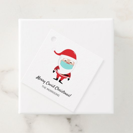 Vrolijk Covid Kerstman Sinterklaas Dragen Facemask Bedankjes Labels (In situ)