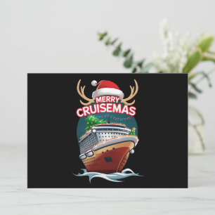 Vrolijk Cruisemas Cruiseschip Familie Kerstmis Gra Feestdagenkaart