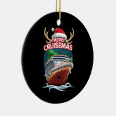 Vrolijk Cruisemas Cruiseschip Familie Kerstmis Gra Keramisch Ornament (Rechts)