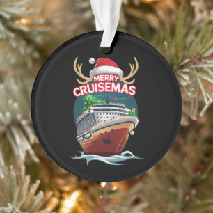 Vrolijk Cruisemas Cruiseschip Familie Kerstmis Gra Ornament