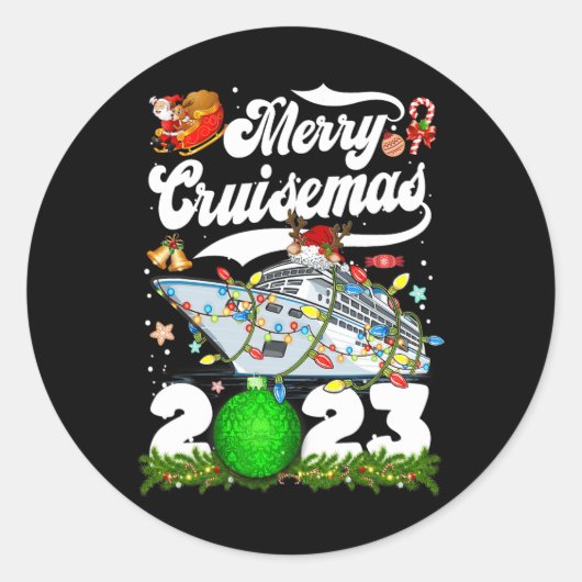 Vrolijk Cruisemas Familie Cruise Kerstmis 2023 Leu Ronde Sticker (Voorkant)