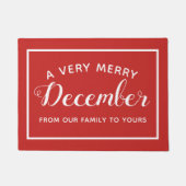 Vrolijk december Red Kerstfeest Welkom Doormat Deurmat (Voorkant)