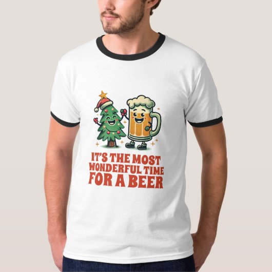 Vrolijk Drink Grappig Kerstfeest T-shirt (Voorkant)
