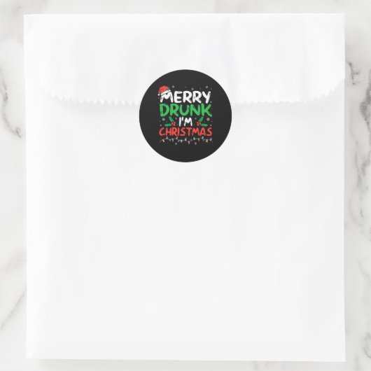 Vrolijk Drink Ik ben Kerst Grappig Kerstgrap Xmas Ronde Sticker (Tas)