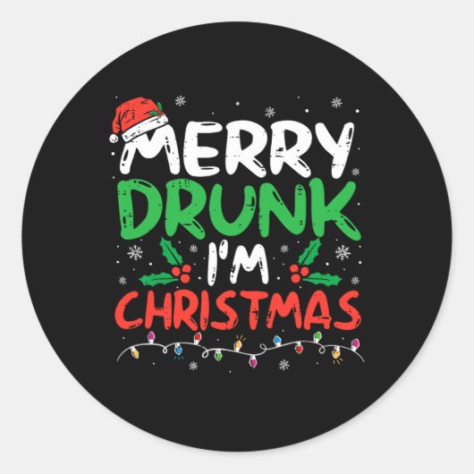 Vrolijk Drink Ik ben Kerst Grappig Kerstgrap Xmas Ronde Sticker (Voorkant)