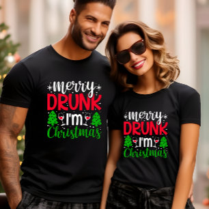 VROLIJK DRINK IK BEN KERSTGRAPPIG T-SHIRT