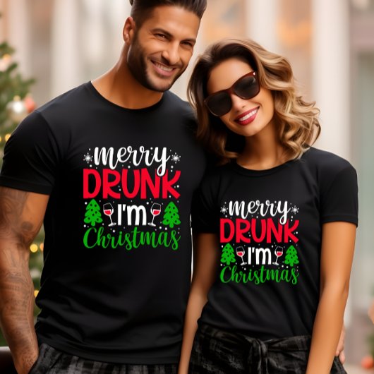 VROLIJK DRINK IK BEN KERSTGRAPPIG T-SHIRT