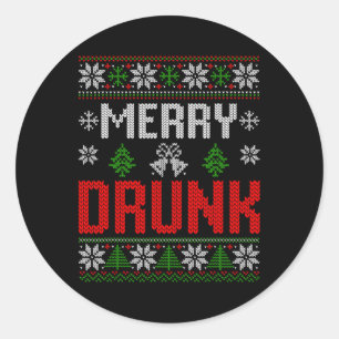 Vrolijk Drink We're Christmas Matching Ugly Christ Ronde Sticker
