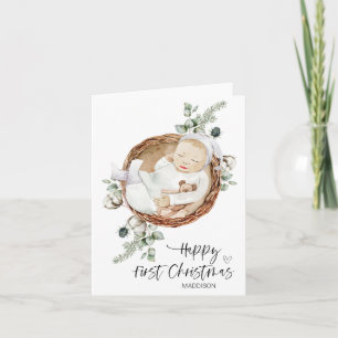 Vrolijk eerste kerst Baby dochter zoon van moeder Kaart