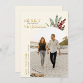 Vrolijk en binnenkort Ecru kleur getrouwd met Kers Save The Date (Voorkant / Achterkant)