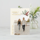 Vrolijk en binnenkort Ecru kleur getrouwd met Kers Save The Date (Staand voorkant)