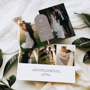 Vrolijk en getrouwd bruiloft foto vakantie Kaart