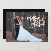 Vrolijk en getrouwd Brush Script Vakantie Fotokaar Feestdagenkaart (Voorkant / Achterkant)