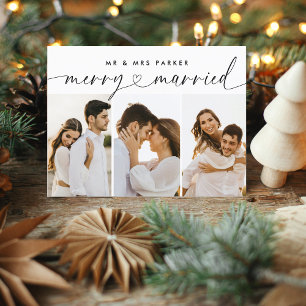 Vrolijk en getrouwd hart script kerst foto feestdagenkaart