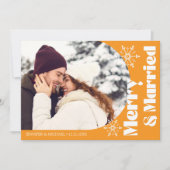 Vrolijk en getrouwd Modern Arch Photo sinaasappel Feestdagenkaart (Voorkant)