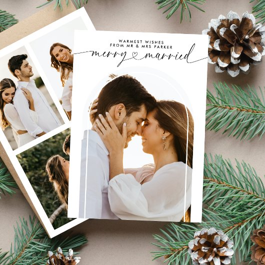 Vrolijk en getrouwd Mr & Mrs Christmas Fotocollage Feestdagenkaart