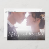 Vrolijk en getrouwd Pas getrouwd Elegant Feestdagenkaart (Voorkant / Achterkant)