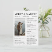 Vrolijk en getrouwde krant Pas getrouwd Kerst Feestdagenkaart (Staand voorkant)