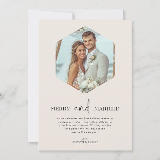 Vrolijk en getrouwde Pas getrouwd Christmas Polygo Feestdagenkaart (Voorkant)